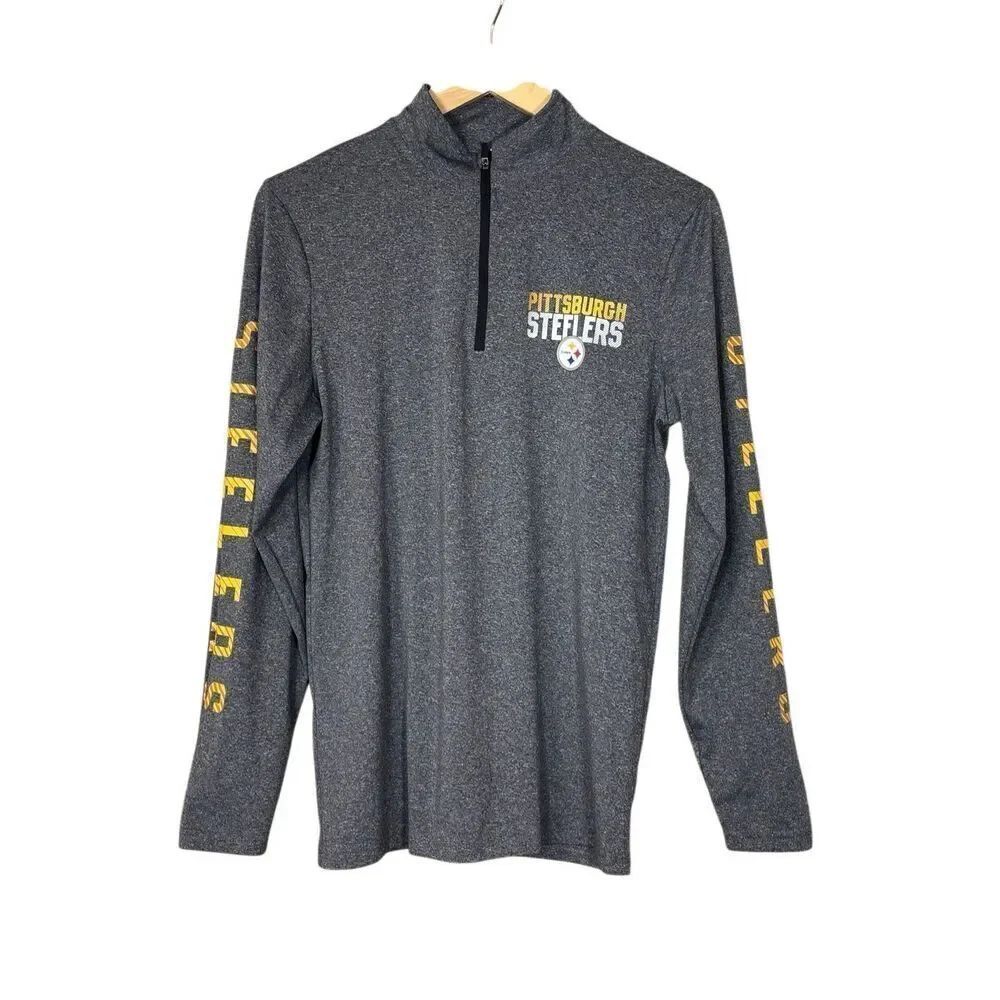 Pittsburgh Steelers NFL quarter-zip pullover long-sleeve shirt gray small